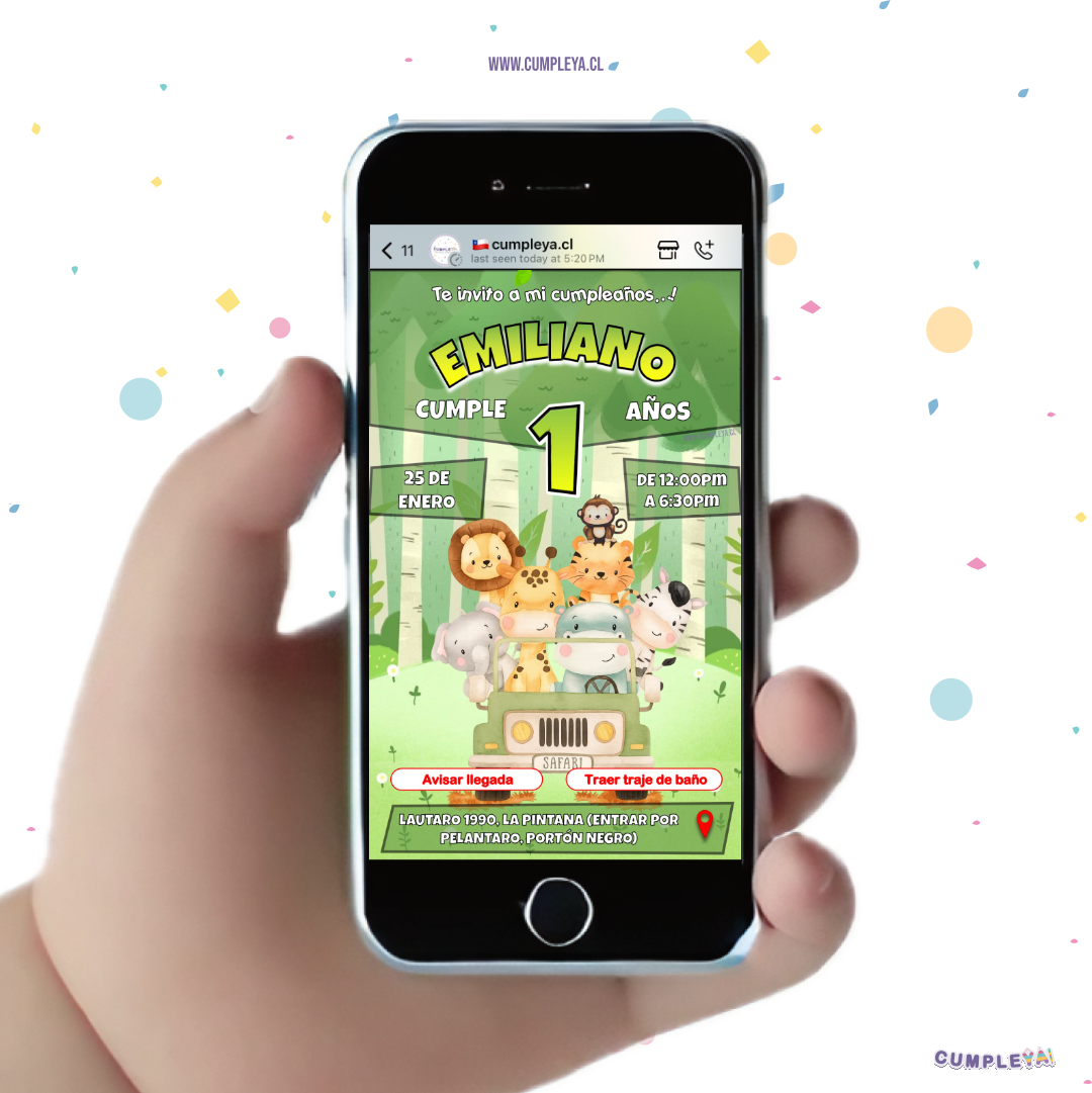 INVITACIÓN SAFARI ANIMALITOS BEBES ANIMADA