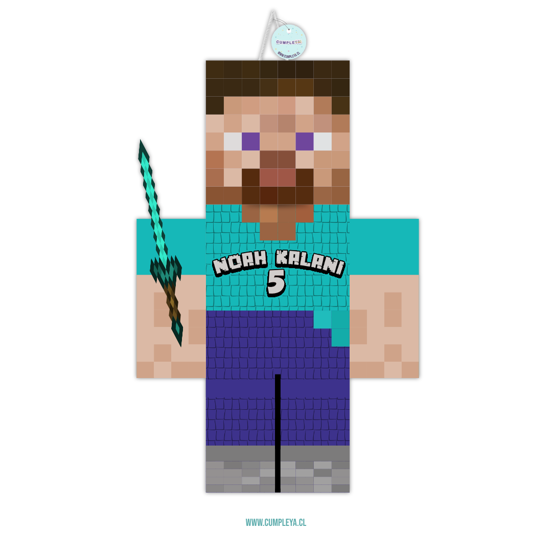 PIÑATA STEVE DE MINECRAFT 40CM PREMIUM