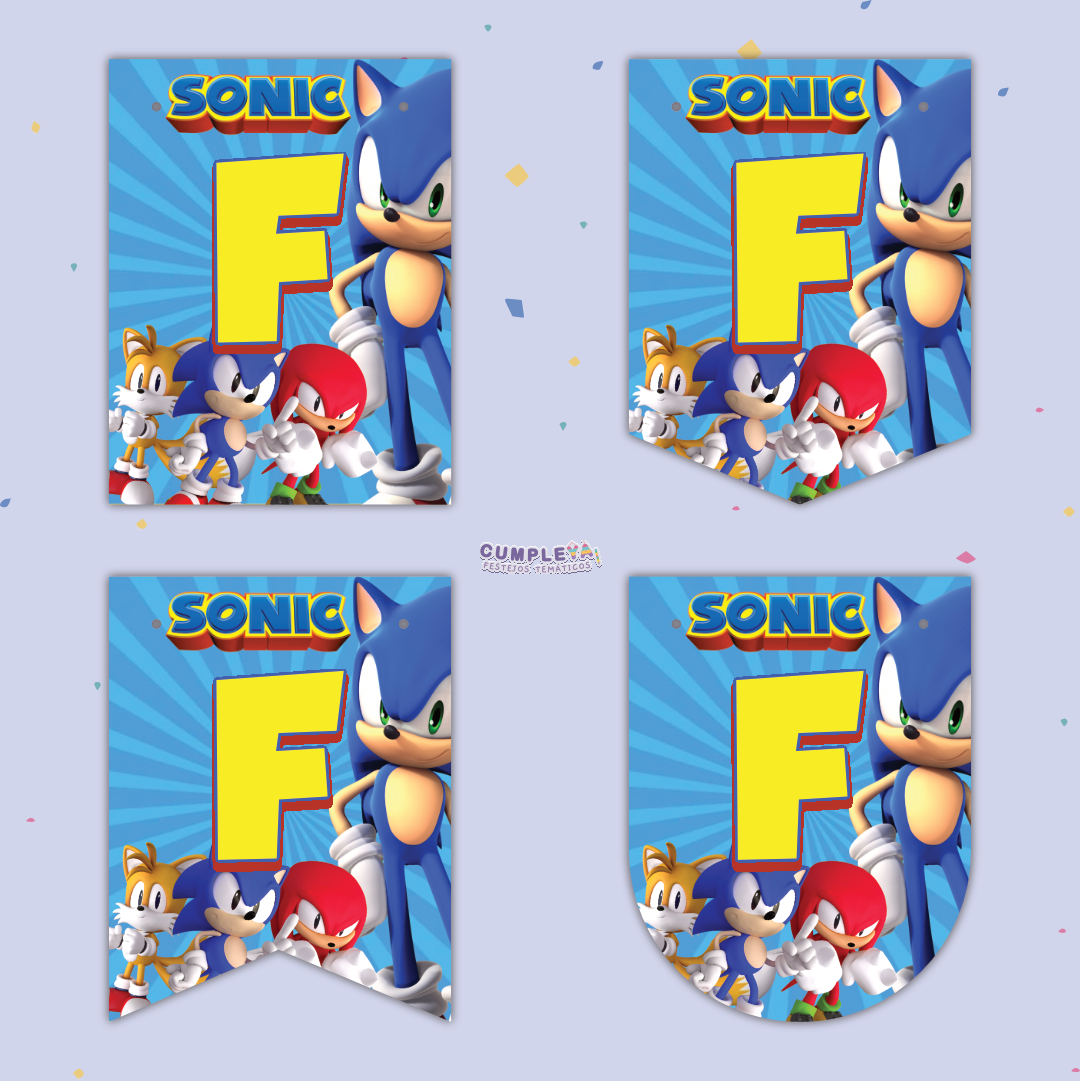 BANDERIN FELIZ CUMPLEAÑOS SONIC