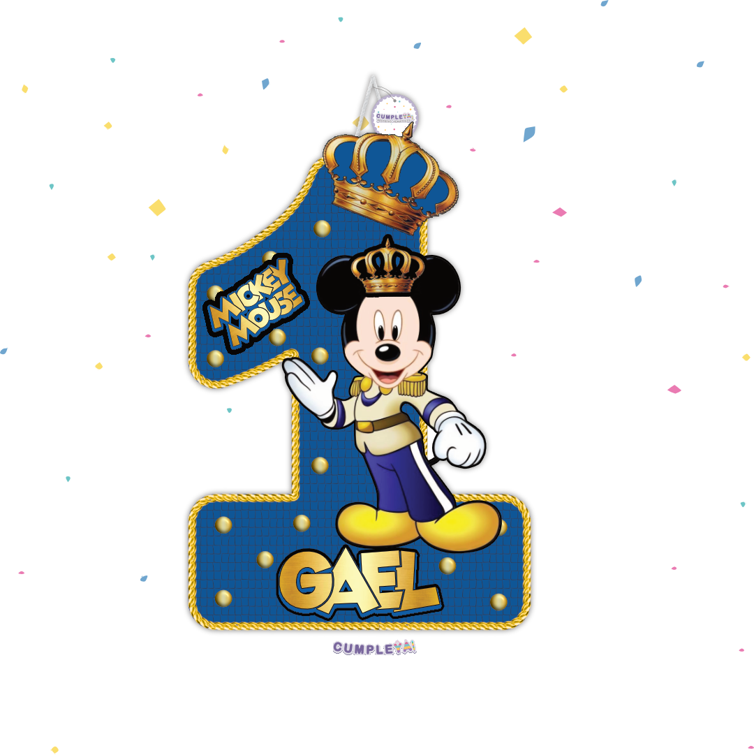 PIÑATA NUMERO 1 MICKEY REY AZUL 60CM PREMIUM