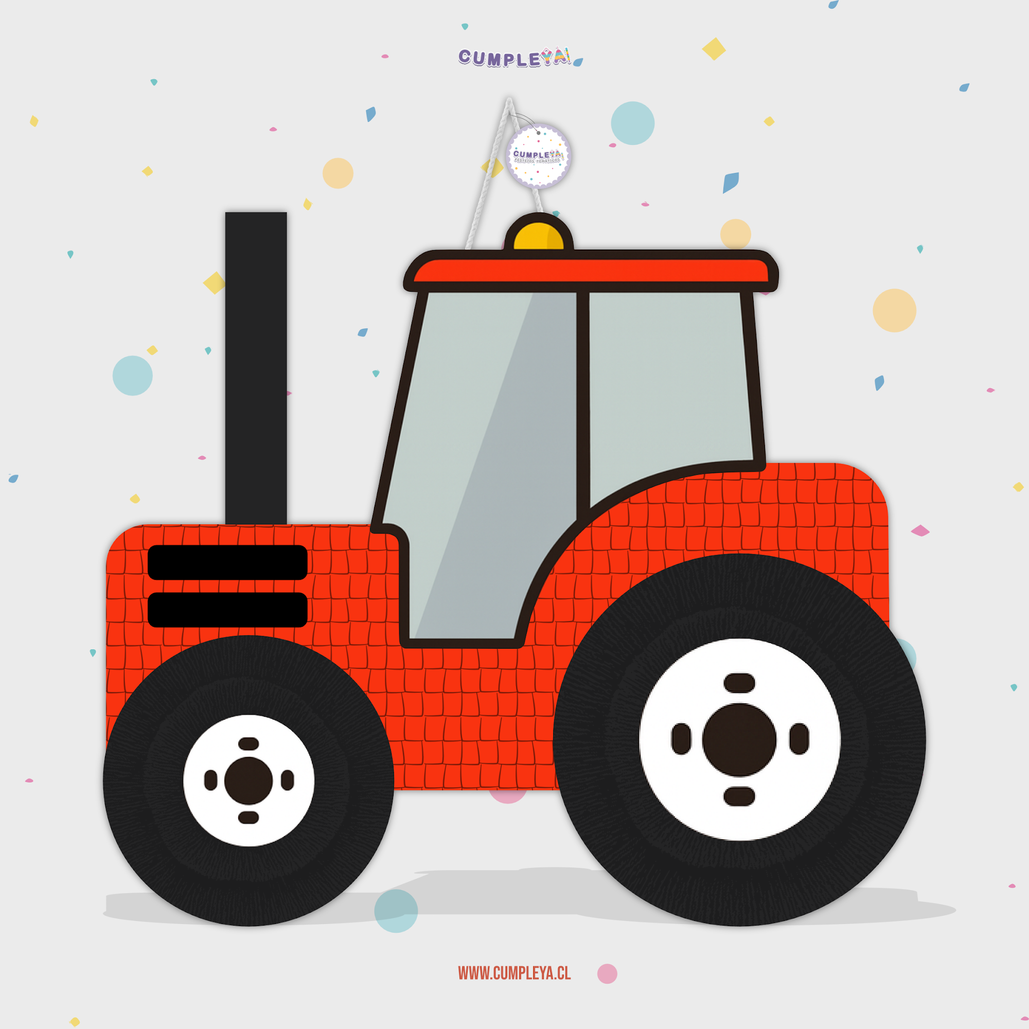 PIÑATA TRACTOR 3D 60CM PREMIUM