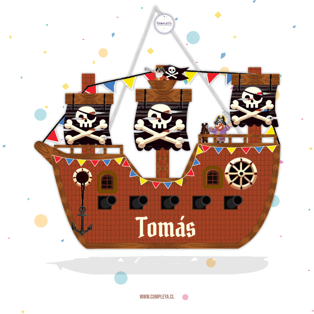 PIÑATA BARCO PIRATA 60CM PREMIUM