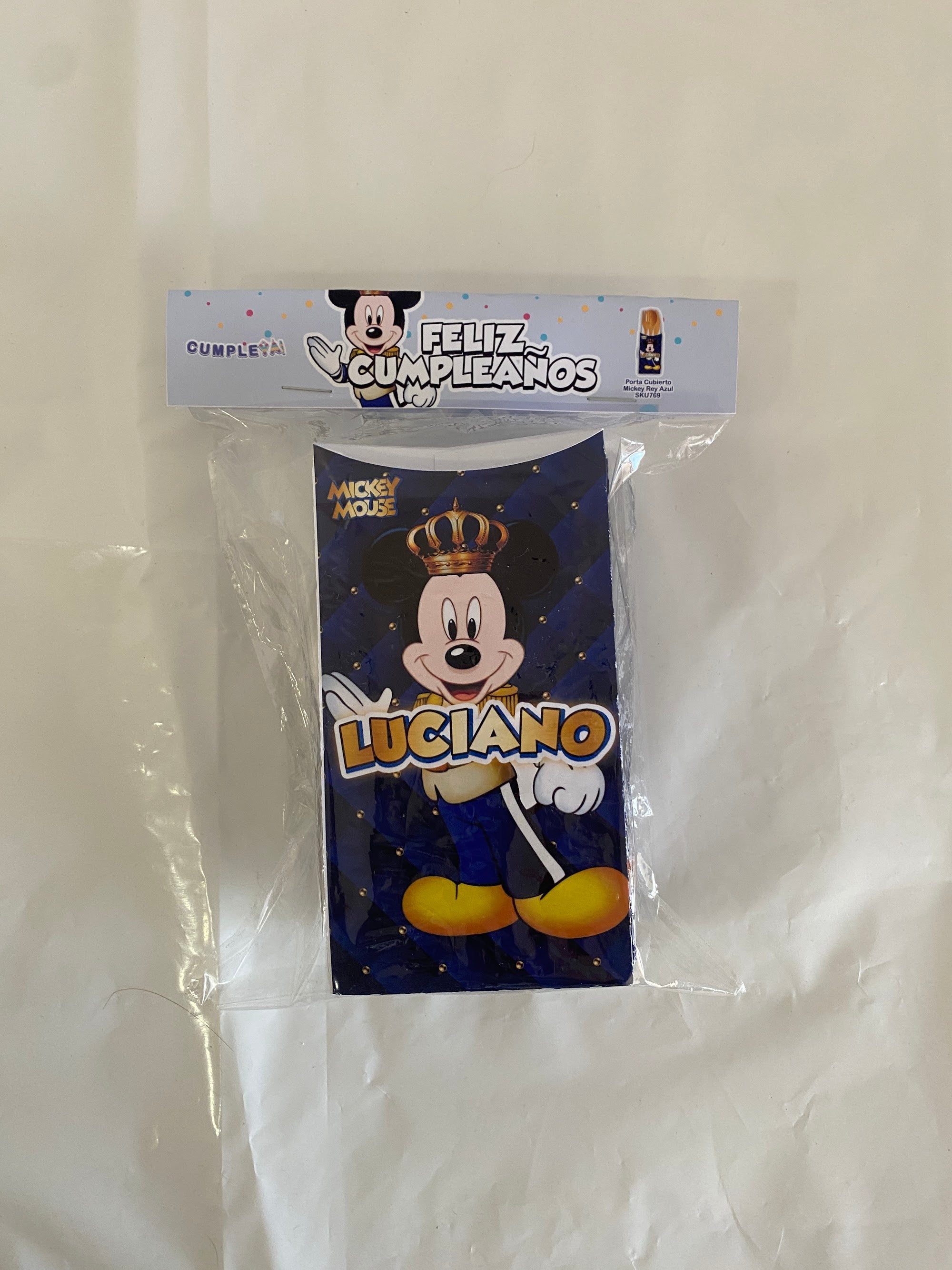 PORTA CUBIERTO MICKEY REY AZUL 7X13CM TEMÁTICO