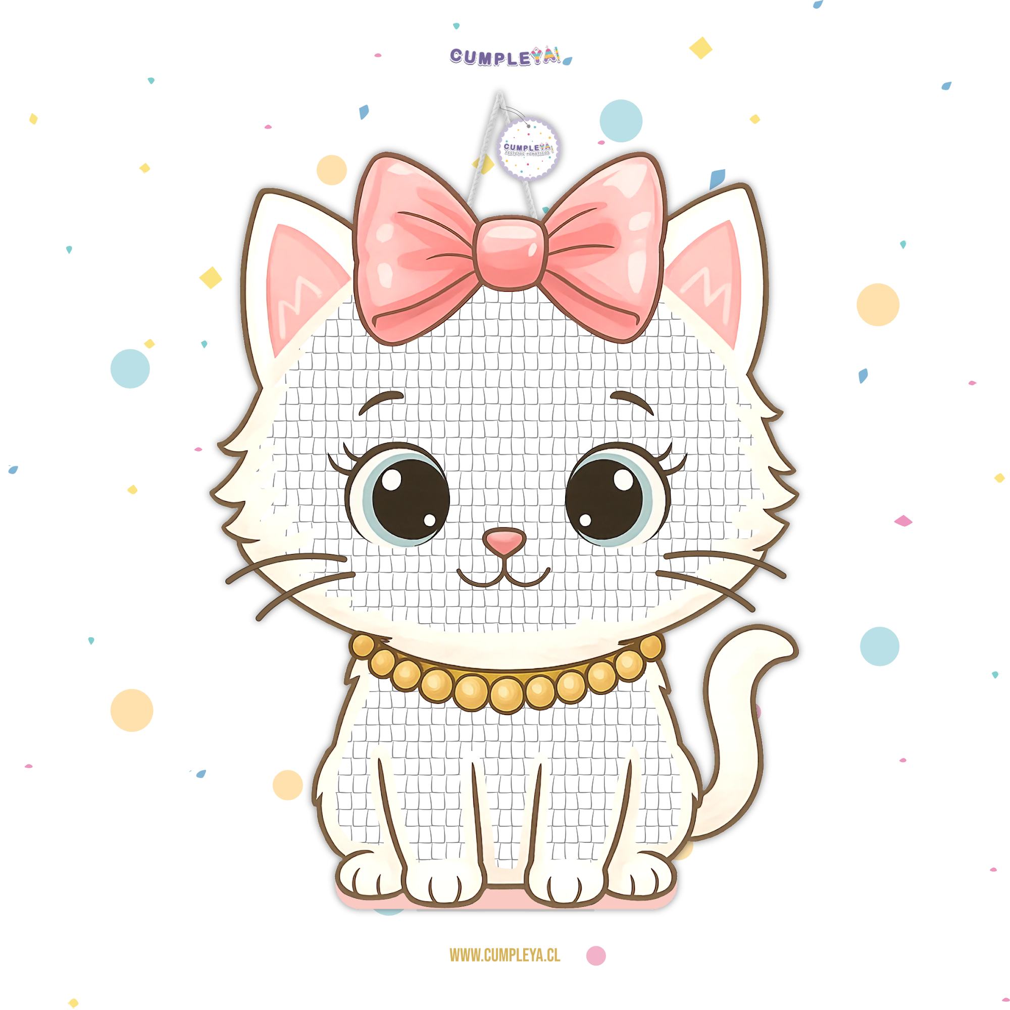 PIÑATA GATITA BLANCA 40CM PREMIUM