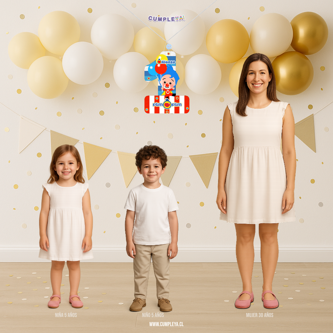 PIÑATA PAYASO PLIM PLIM NUMERO 1 40CM PREMIUM