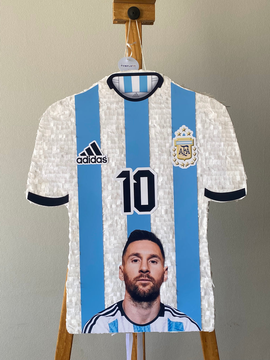 PIÑATA CAMISA DE MESSI CON CARA DE MESSI 60CM PREMIUM