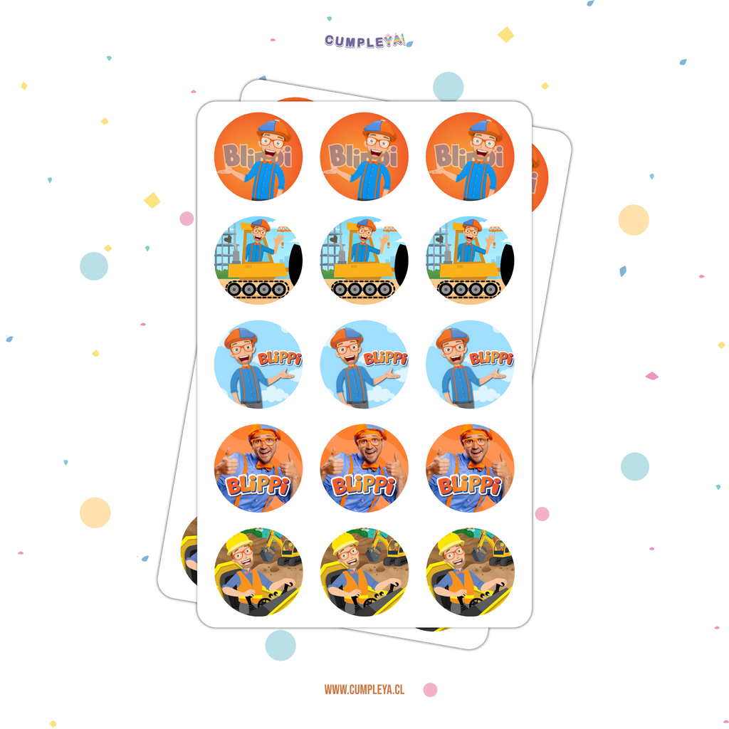 STICKER BLIPPI CIRCULARES 5X5CM 30U TEMÁTICO