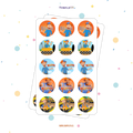 30 STICKER CIRCULARES 5 X 5 CM BLIPPI