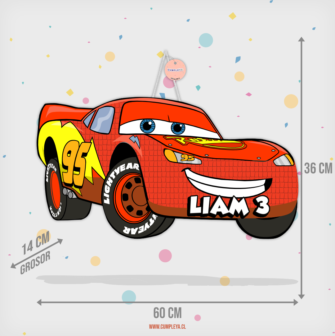 PIÑATA RAYO MCQUEEN 60CM PREMIUM
