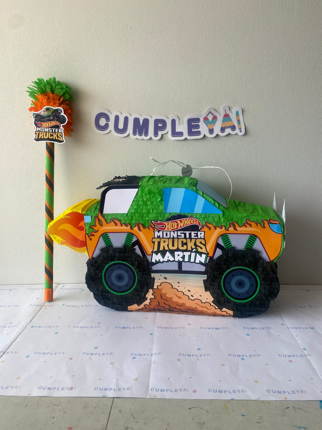 PIÑATA MONSTER TRUCK VERDE 60CM PREMIUM