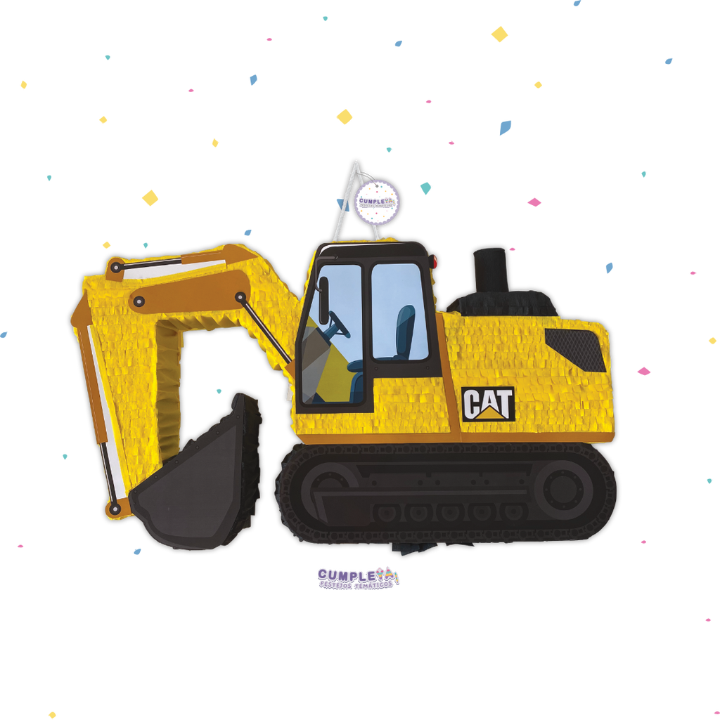 PIÑATA CAMIÓN EXCAVADORA CAT 60CM PREMIUM
