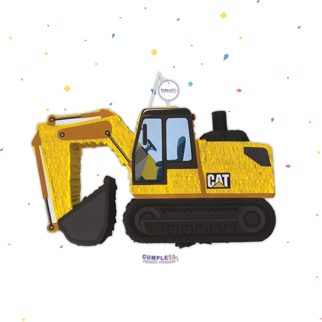 PIÑATA CAMIÓN EXCAVADORA CAT 60CM PREMIUM