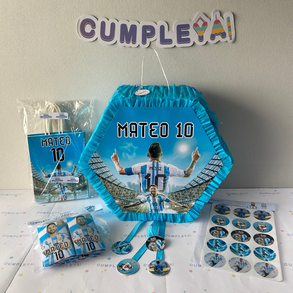 PIÑATA MESSI ARGENTINA HEXAGONAL EXPRÉS 40CM
