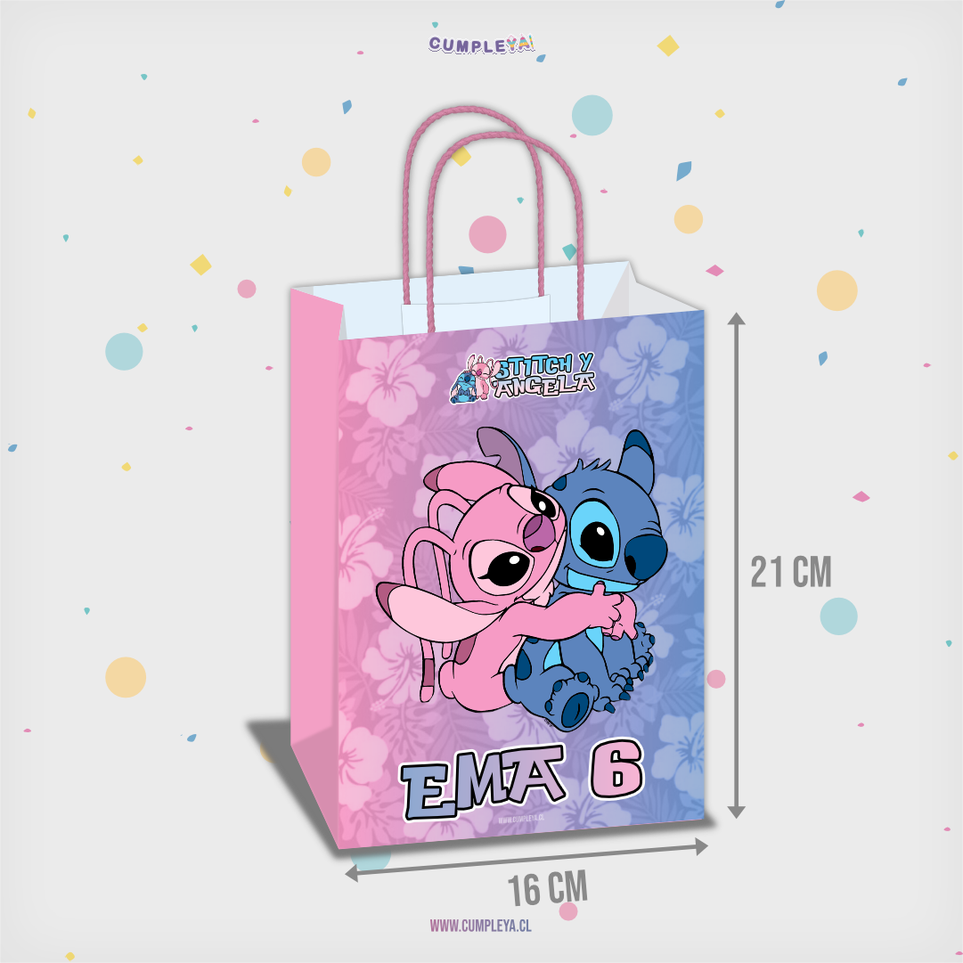 BOLSA SORPRESA STITCH Y ANGELA PERSONALIZADO 16X21X8CM