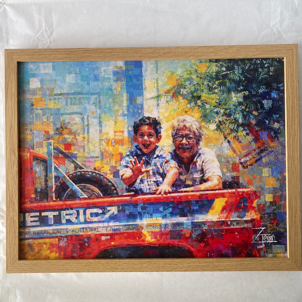 RETRATO REALISMO ABSTRACTO IMPRESO 20X28 CM CON MARCO