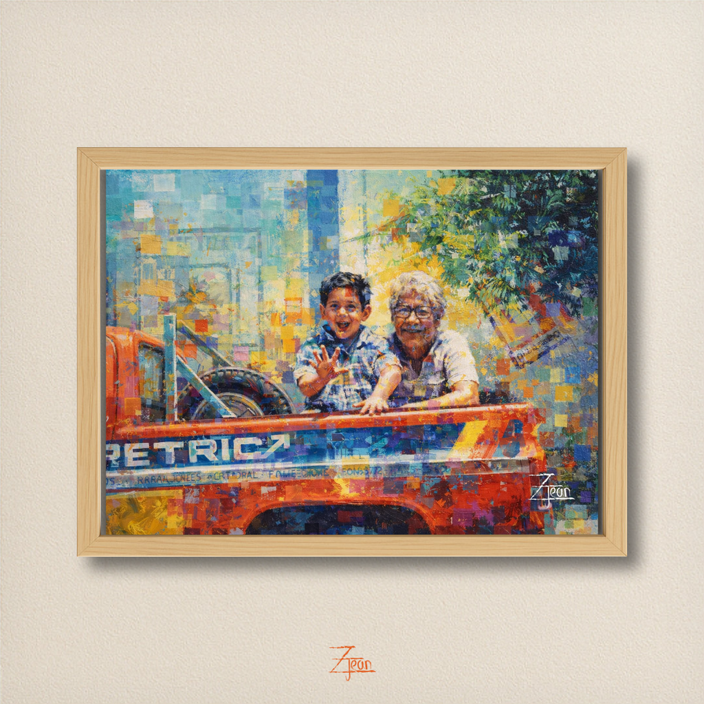 RETRATO REALISMO ABSTRACTO IMPRESO 20X28 CM CON MARCO