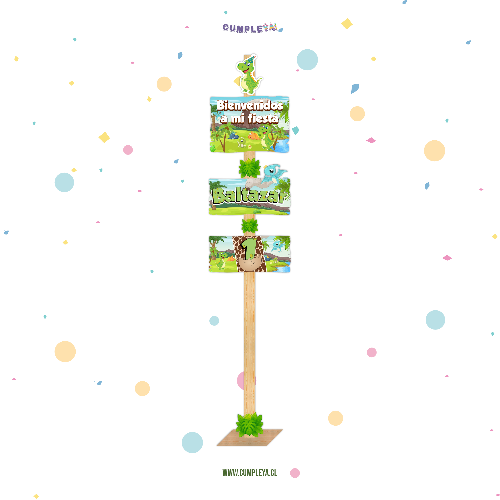 LETRERO DINOSAURIO BEBE DE BIENVENIDA 30X140CM TEMÁTICO