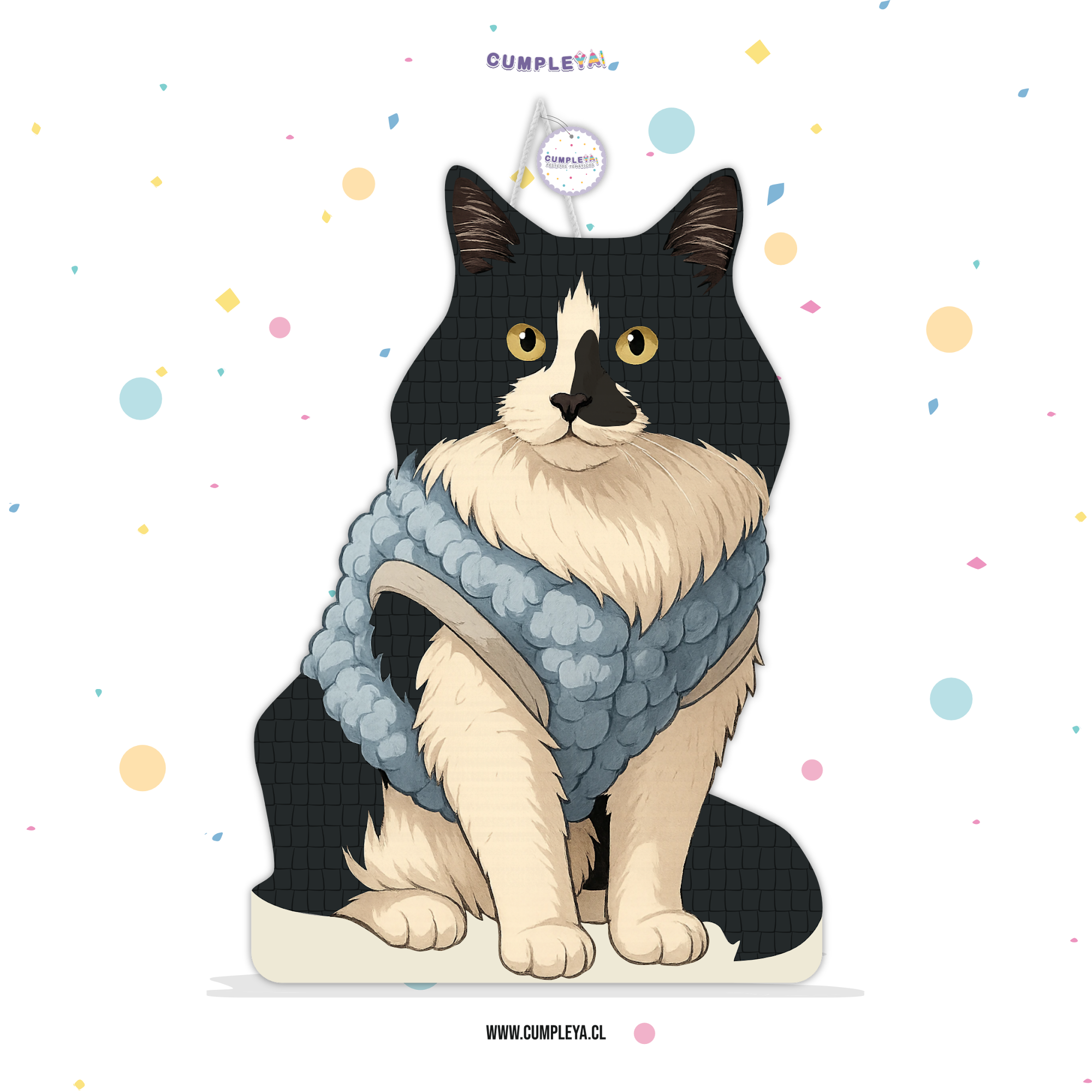 PIÑATA GATICA BLANCO Y NEGRA 40CM PREMIUM