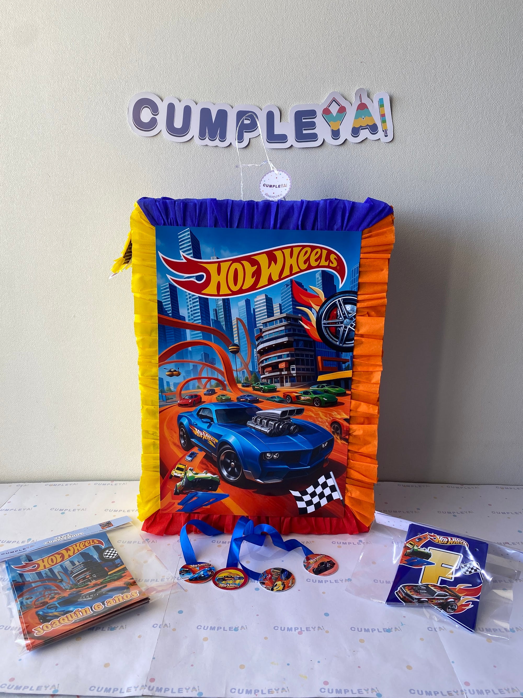 PIÑATA HOT WHEELS RECTANGULAR EXPRÉS 50CM
