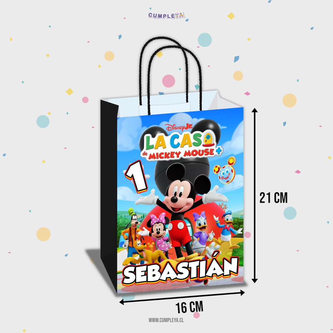BOLSA SORPRESA CASA DE MICKEY PERSONALIZADO 16X21X8CM