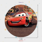 30 STICKER CIRCULARES 5 X 5 CM CARS