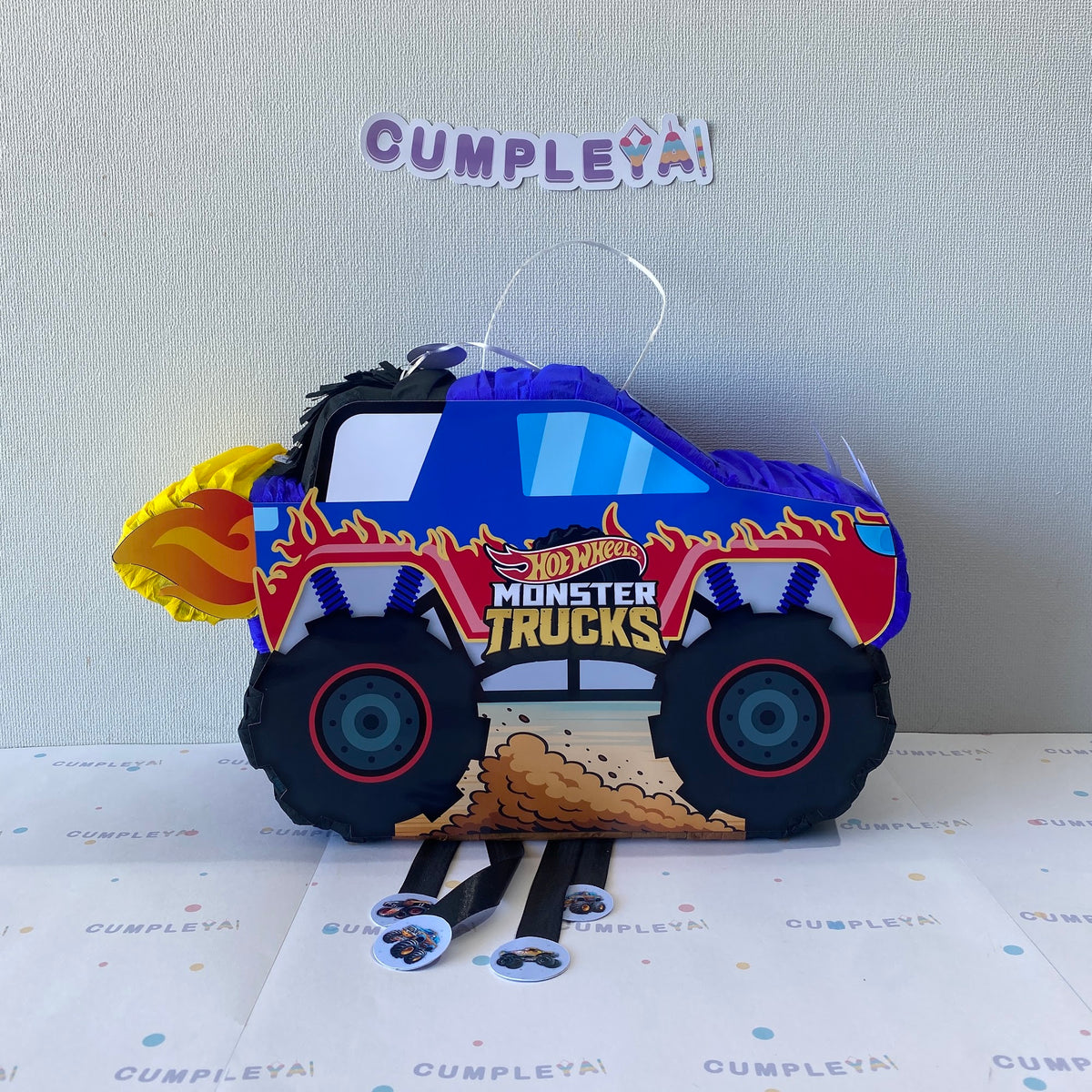 PIÑATA 40 CM MONSTER TRUCK AZUL