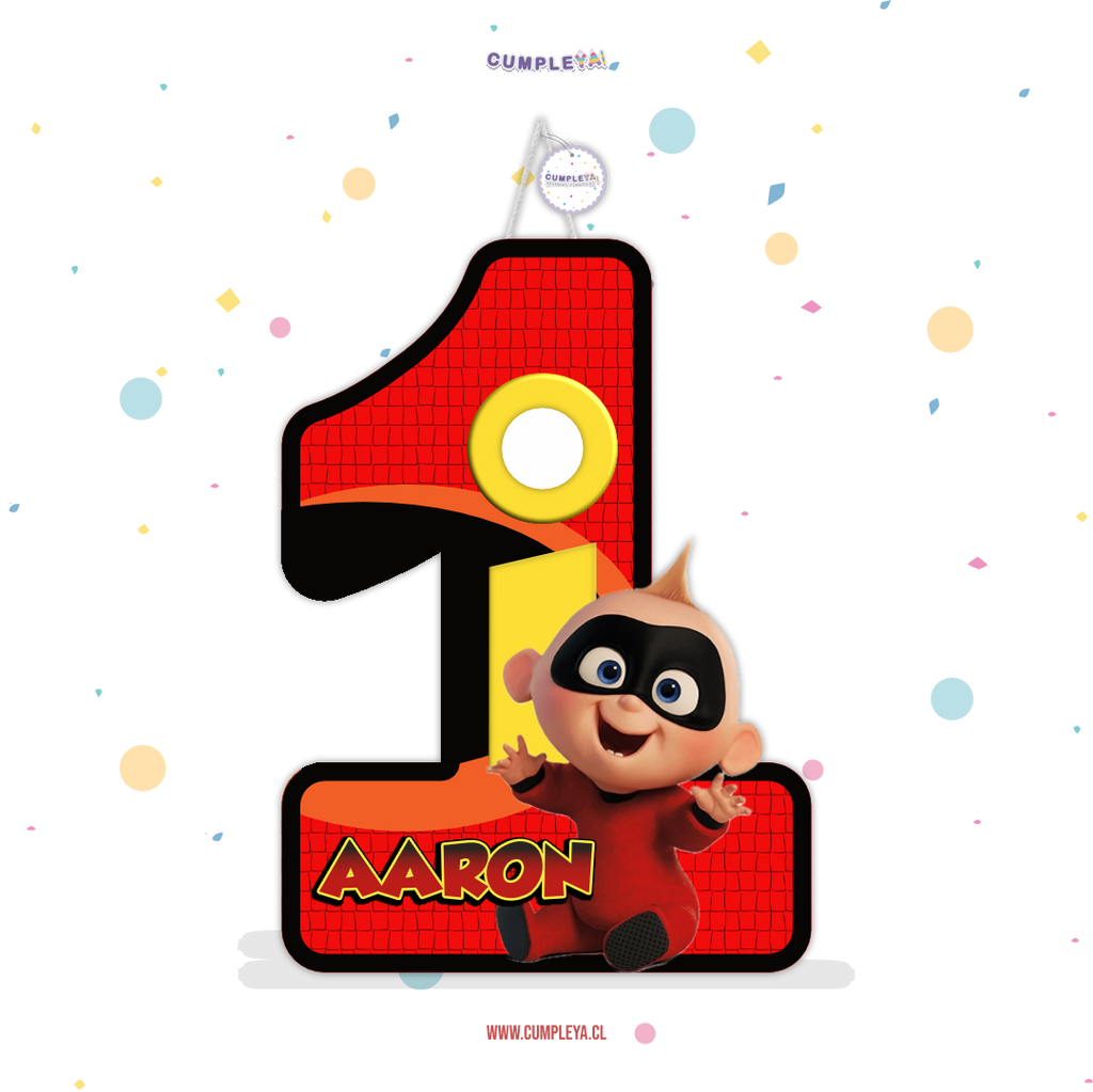 PIÑATA NUMERO 1 JACK DE LOS INCREÍBLES 60CM PREMIUM