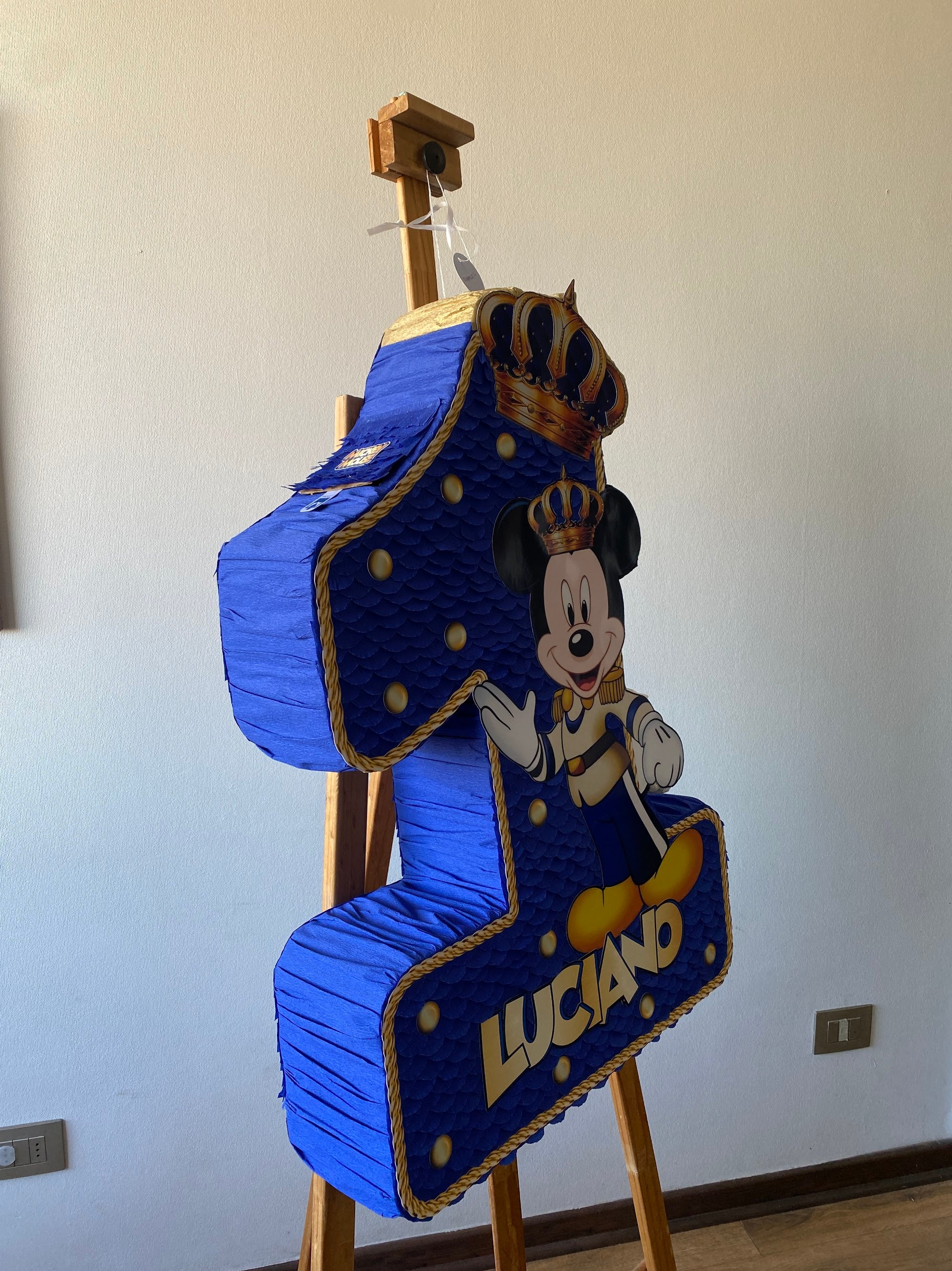 PIÑATA NUMERO 1 MICKEY REY AZUL 60CM PREMIUM