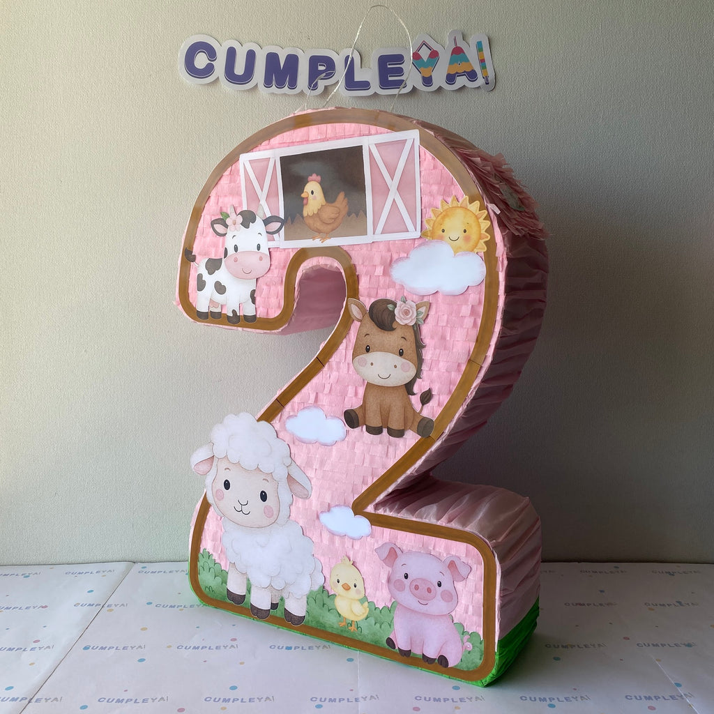 PIÑATA NUMERO 2 GRANJA 60CM PREMIUM