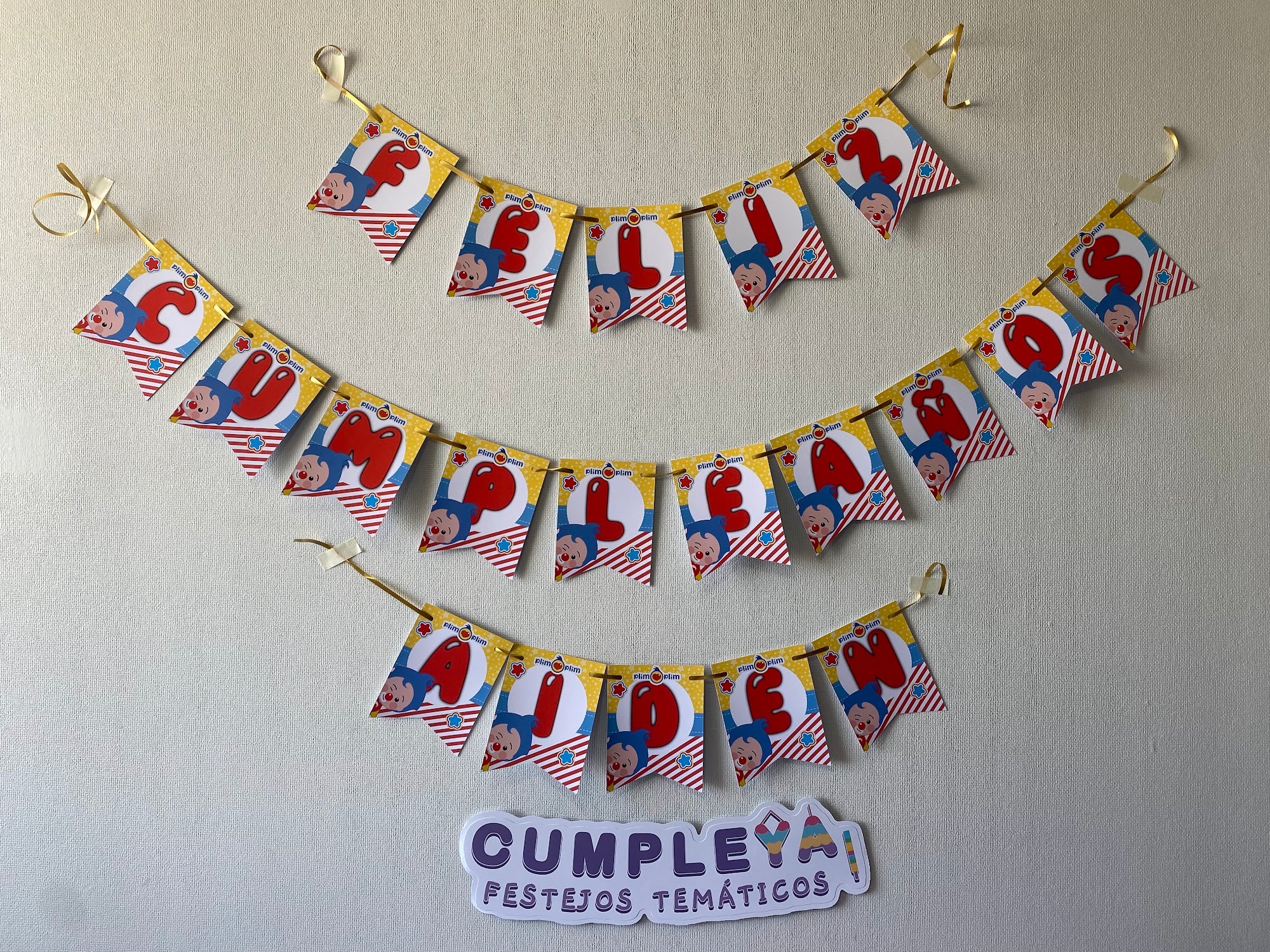 BANDERIN FELIZ CUMPLEAÑOS PLIM PLIM