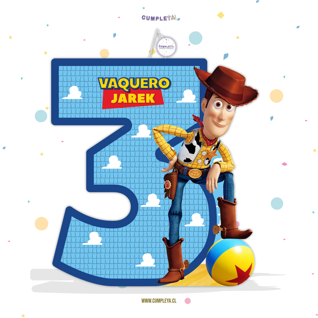PIÑATA WOODY NUMERO 3 60CM PREMIUM