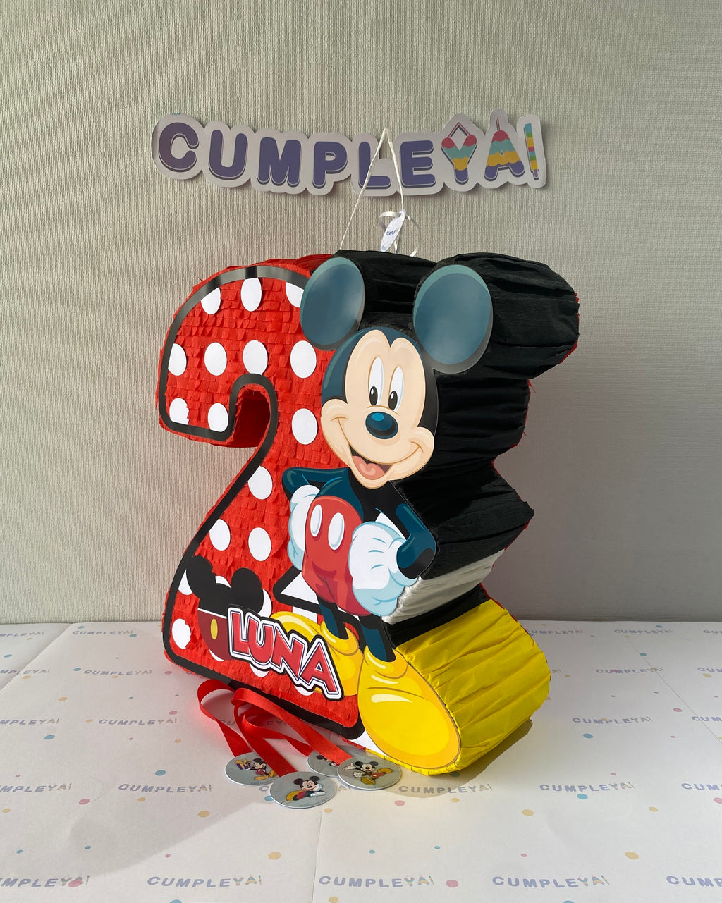 PIÑATA NUMERO 2 CON MICKEY MOUSE 40CM PREMIUM