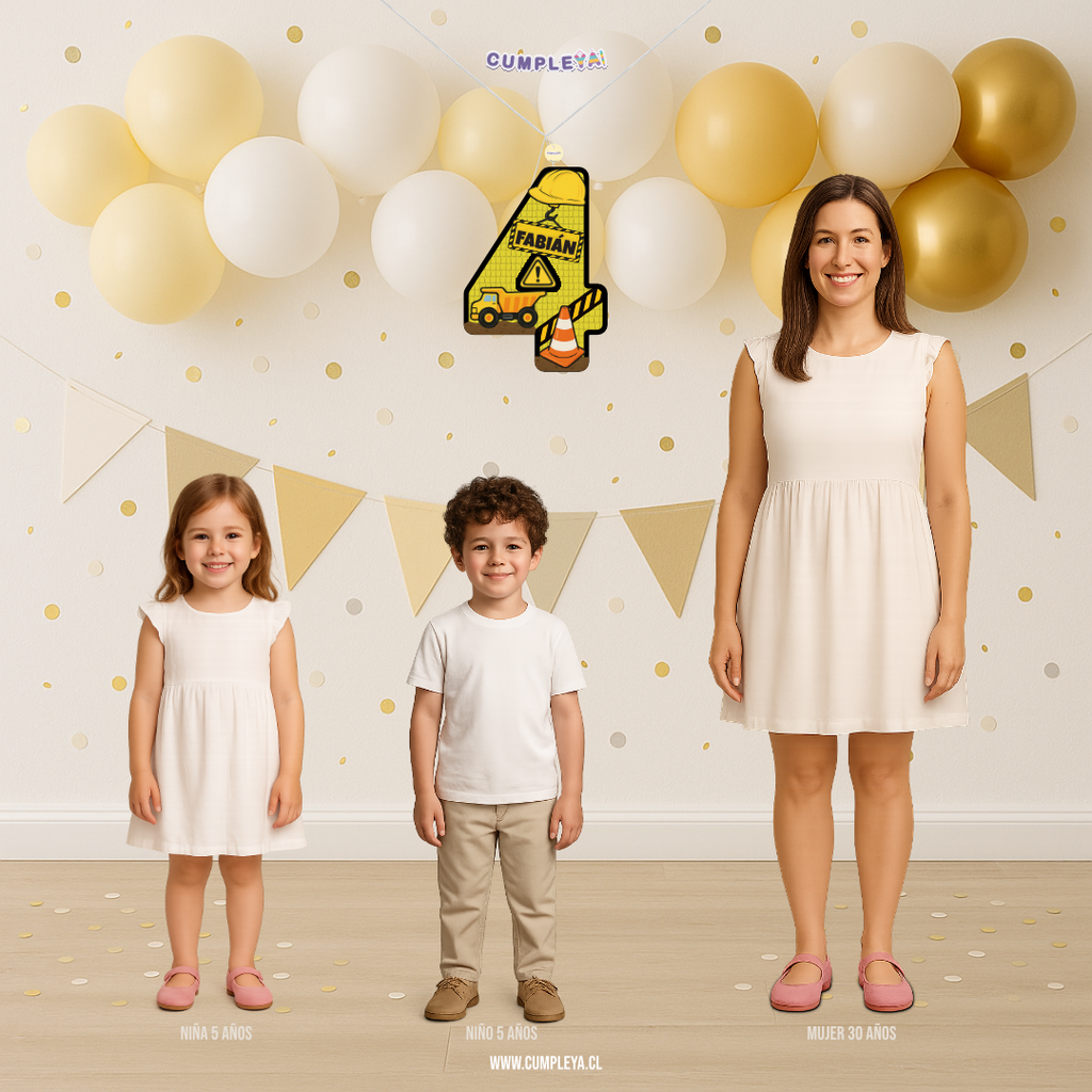 PIÑATA NUMERO 4 CAMION DE CONSTRUCION 40CM PREMIUM