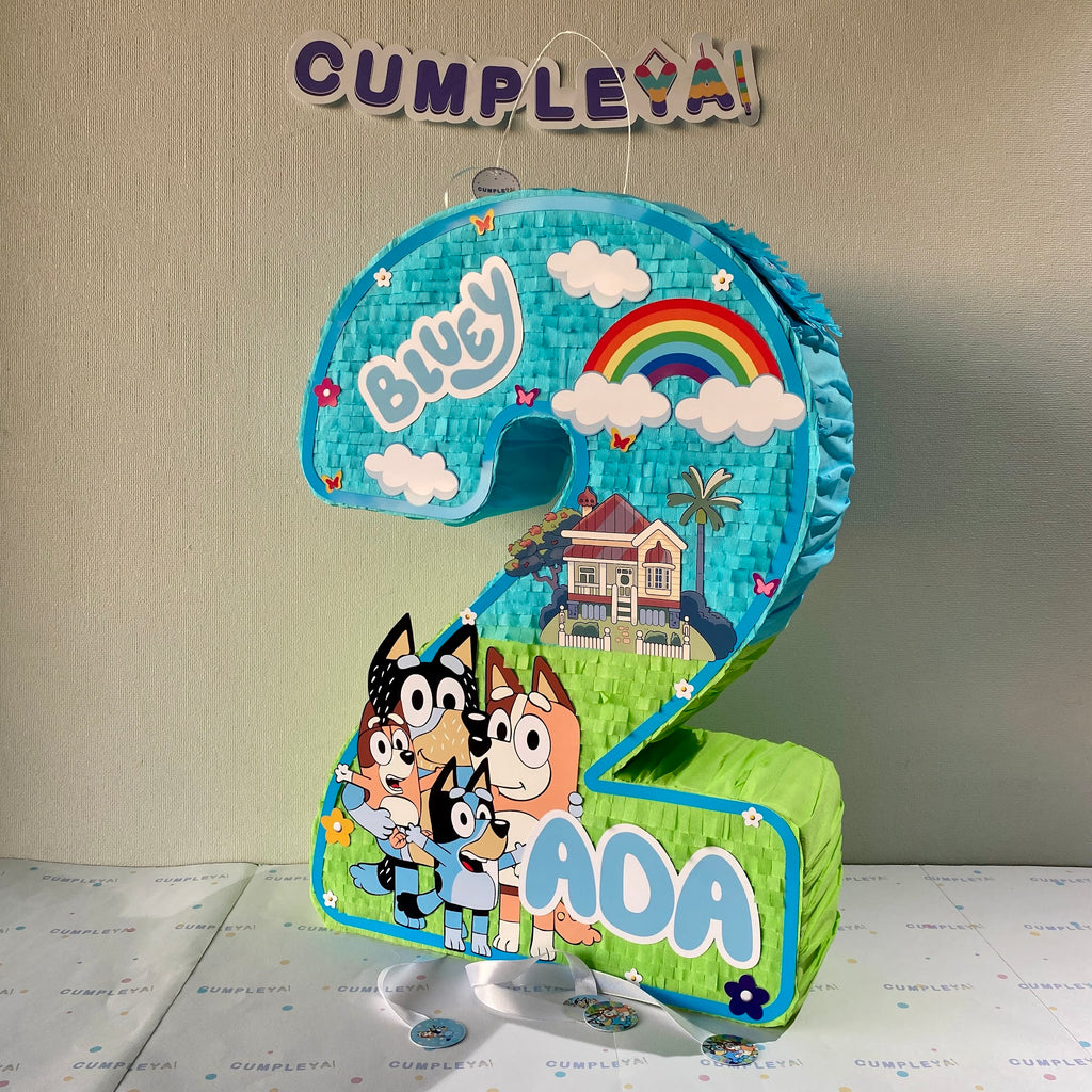 PIÑATA NUMERO 2 BLUEY 60CM PREMIUM