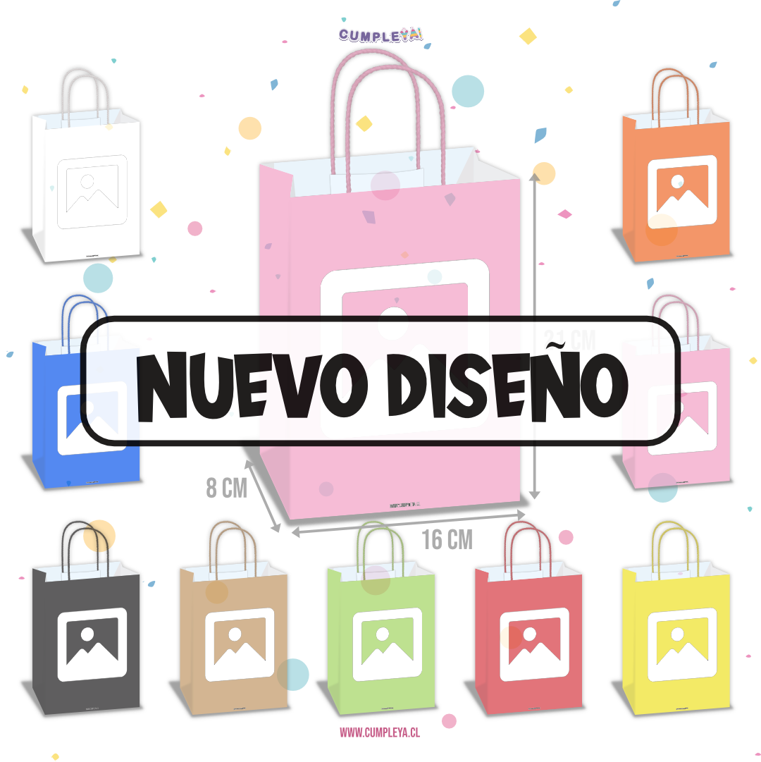 BOLSA SORPRESA NUEVO DISEÑO PERSONALIZADA 16X21X8CM
