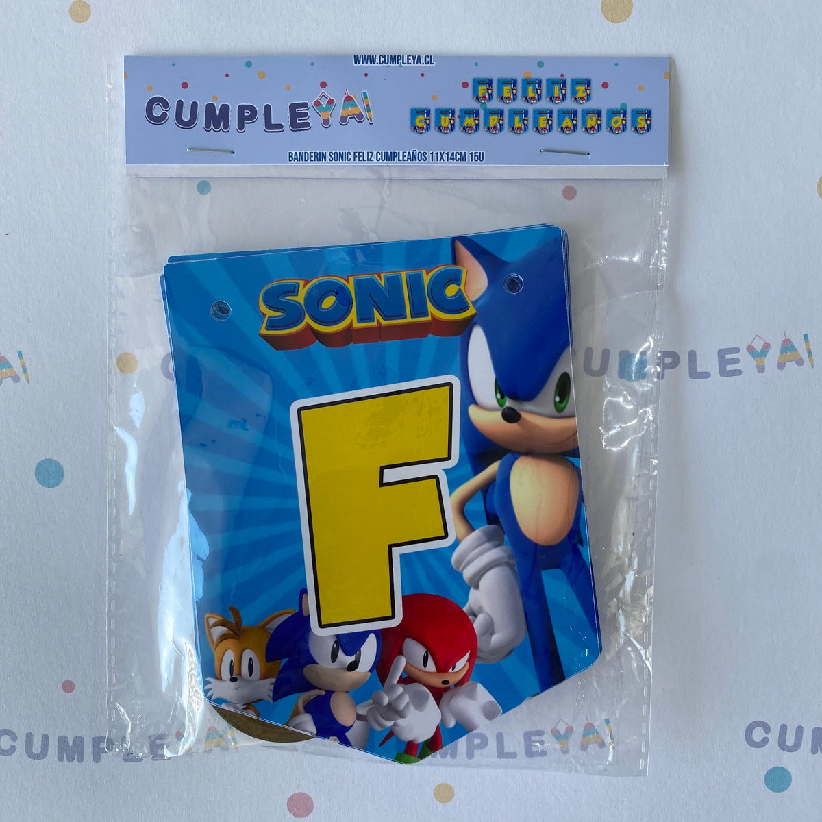 BANDERIN FELIZ CUMPLEAÑOS SONIC