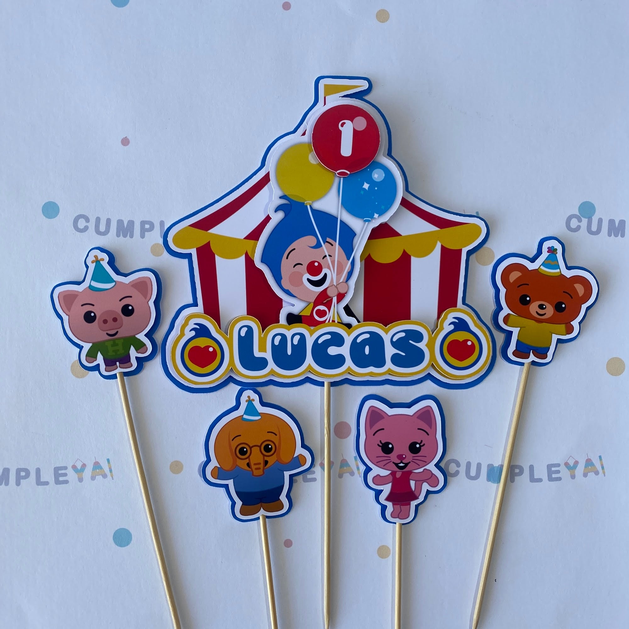 TOPPER PAYASO PLIM PLIM 15CM + 4U 6CM