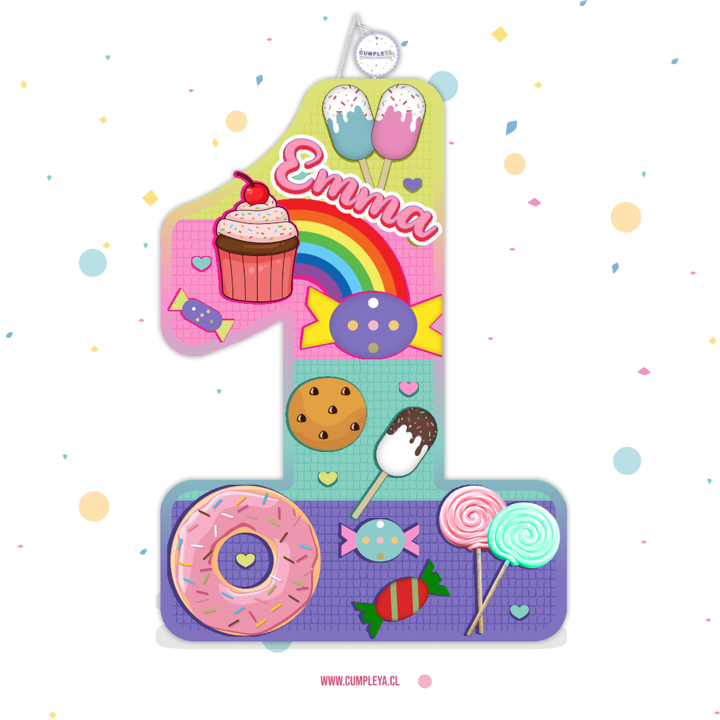 PIÑATA CANDY DULCES NUMERO 1 60CM PREMIUM