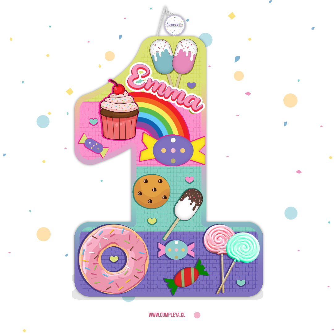 PIÑATA CANDY DULCES NUMERO 1 60CM PREMIUM