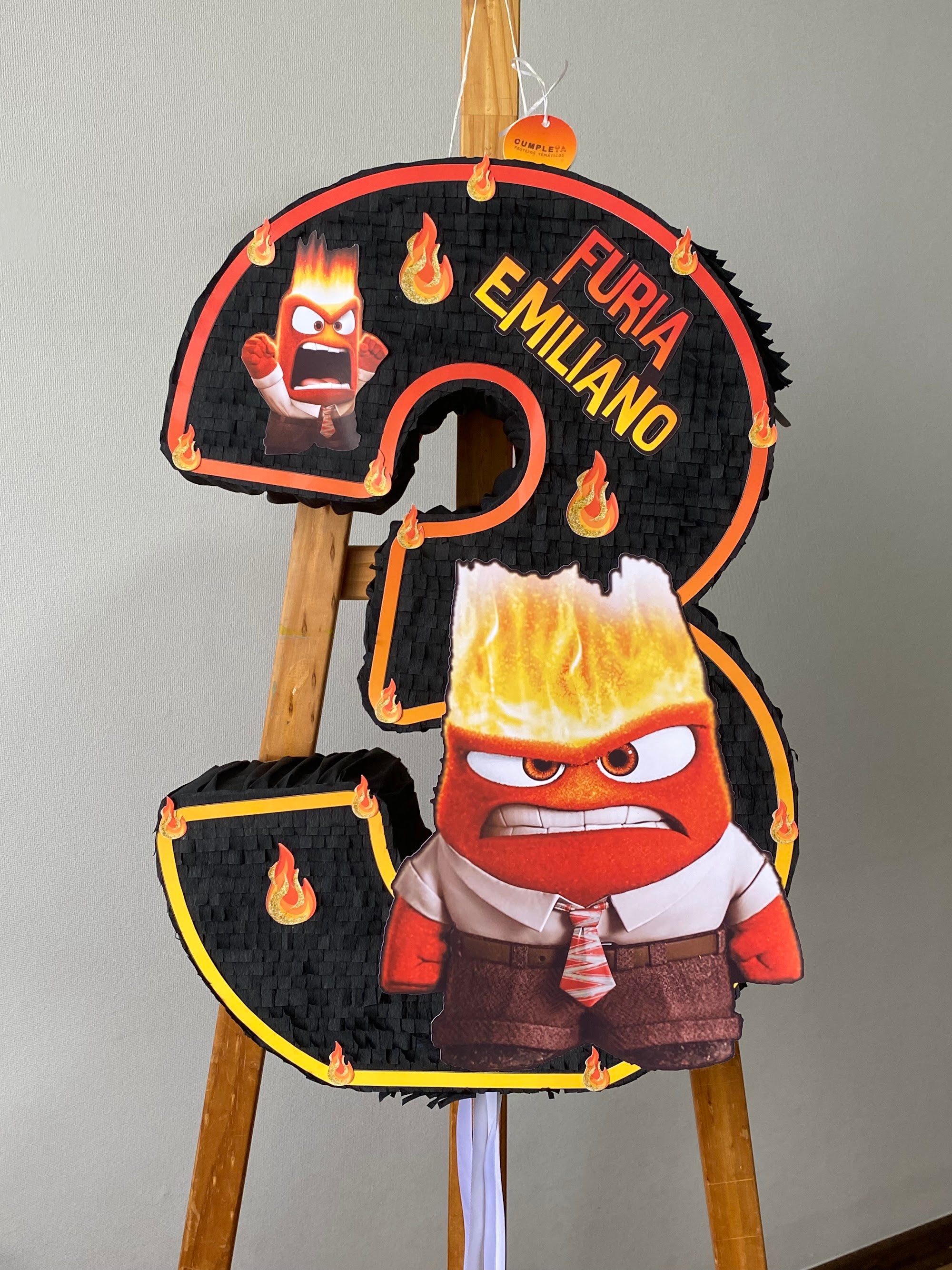 PIÑATA NUMERO 3 FURIA DE INTENSAMENTE 60CM PREMIUM