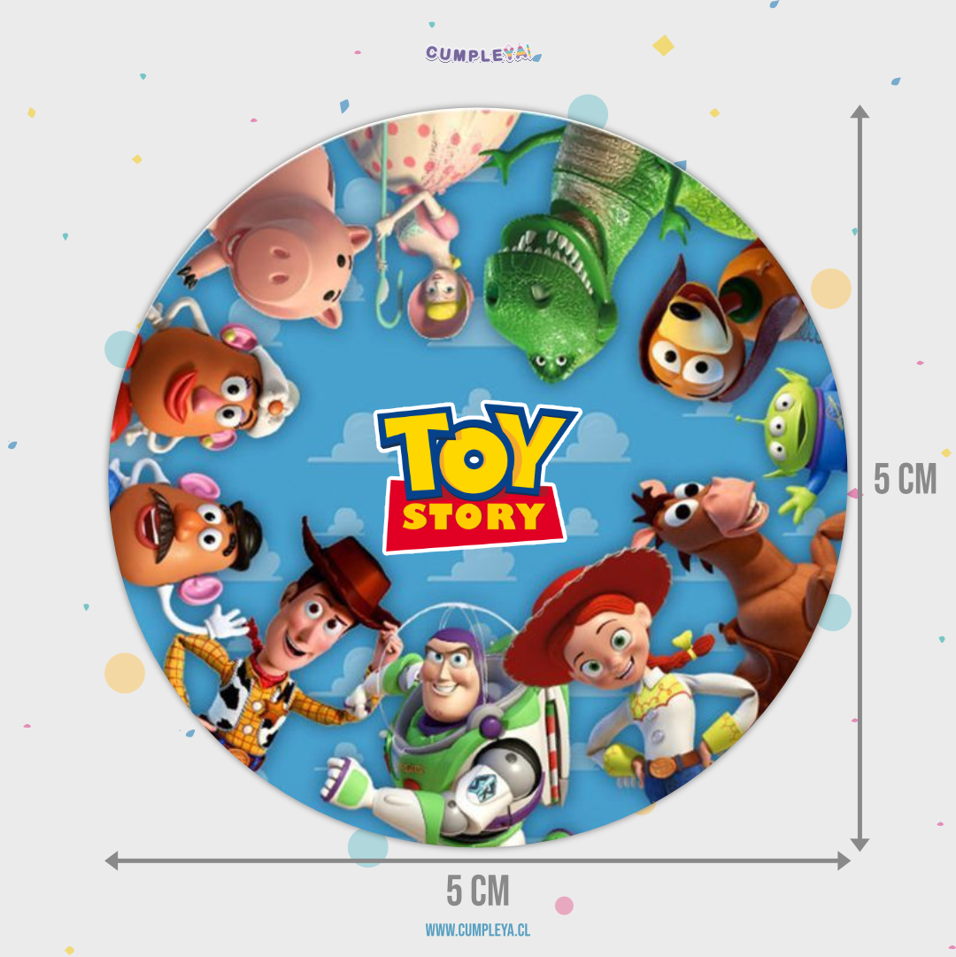 30 STICKER CIRCULARES 5 X 5 CM TOYS STORY