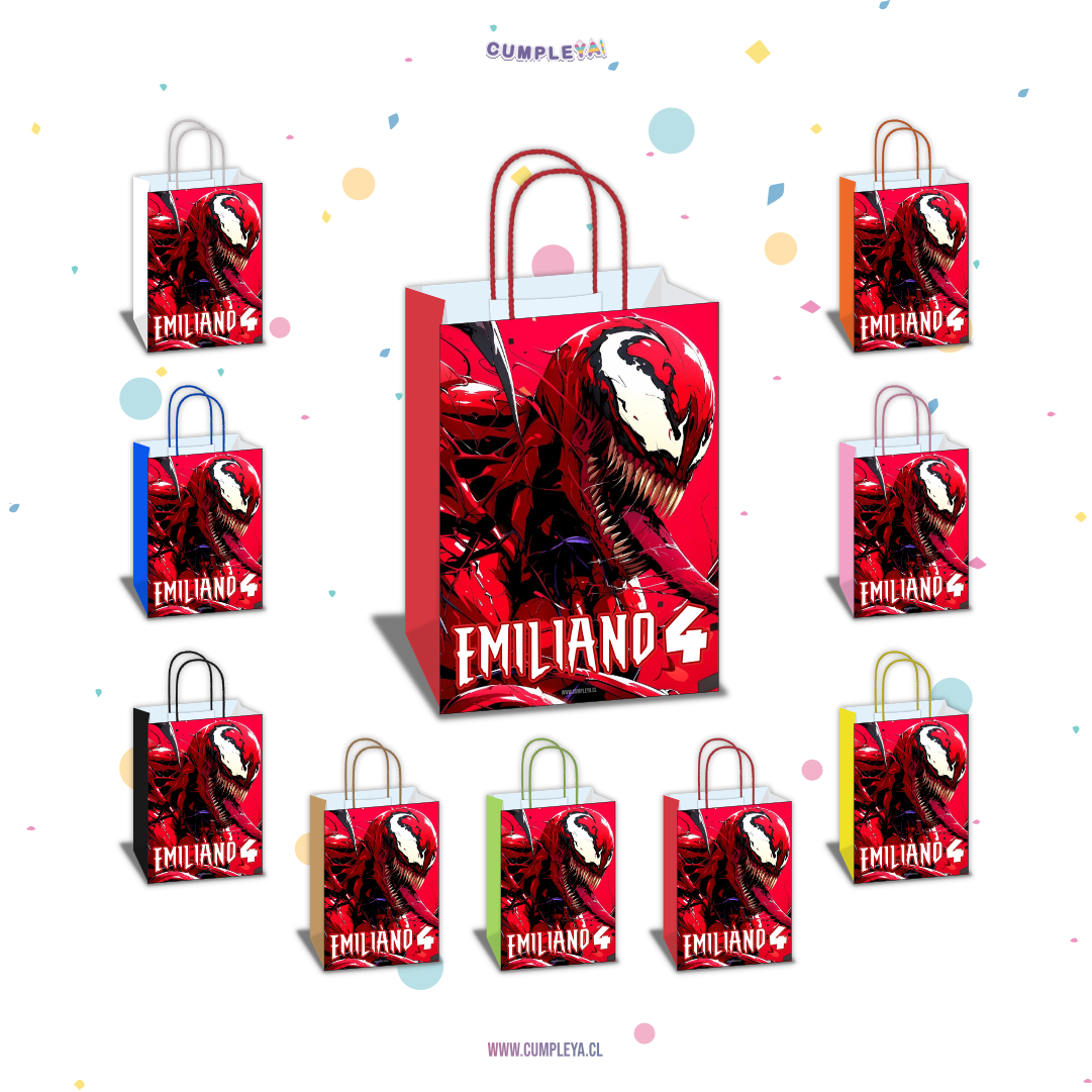 BOLSA SORPRESA 16 × 21 × 8 CM VENOM ROJO