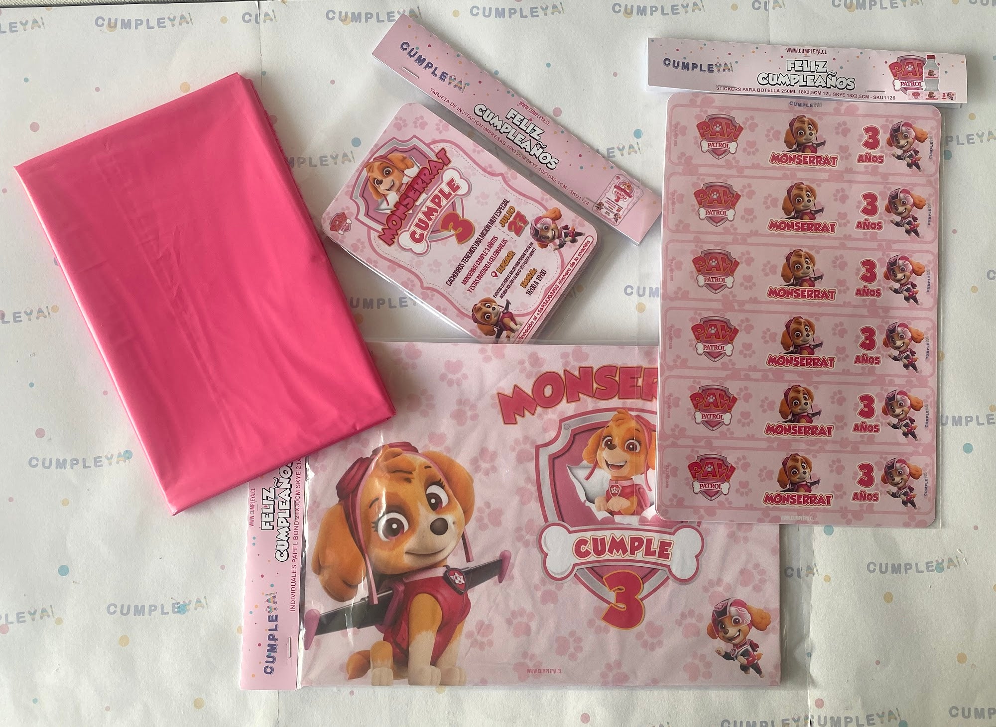 STICKER SKYE PARA BOTELLA 250ML 18X3, 5CM SET 12U TEMÁTICO