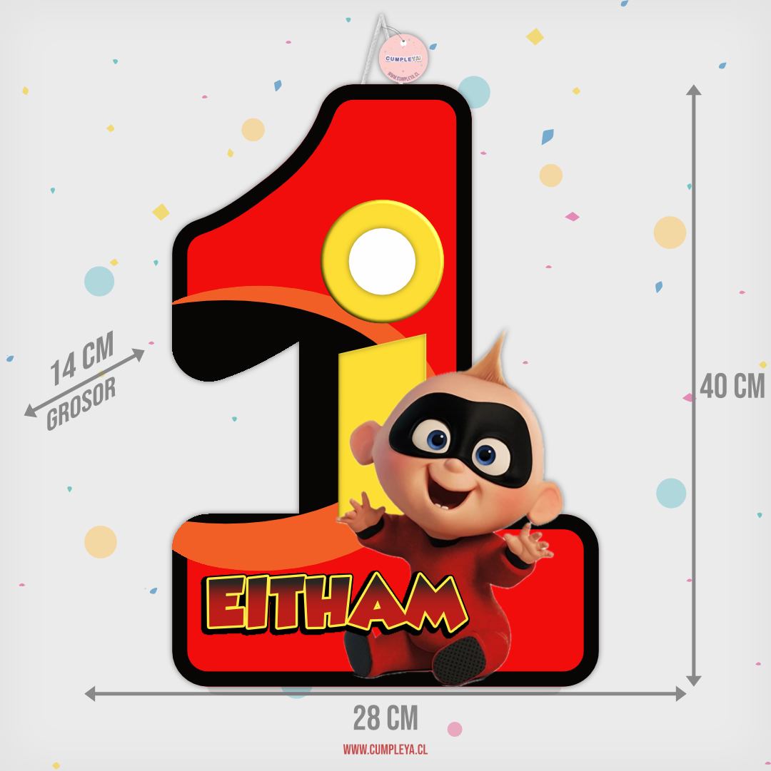 PIÑATA NUMERO 1 JACK DE LOS INCREIBLES 40CM FIGURA EXPRÉS