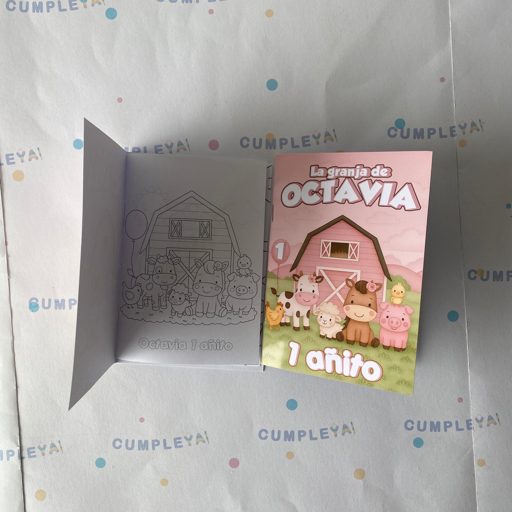 LIBRITO PARA COLOREAR ANIMALITOS DE LA GRANJA ROSADA 8 PAGINAS 11X15CM