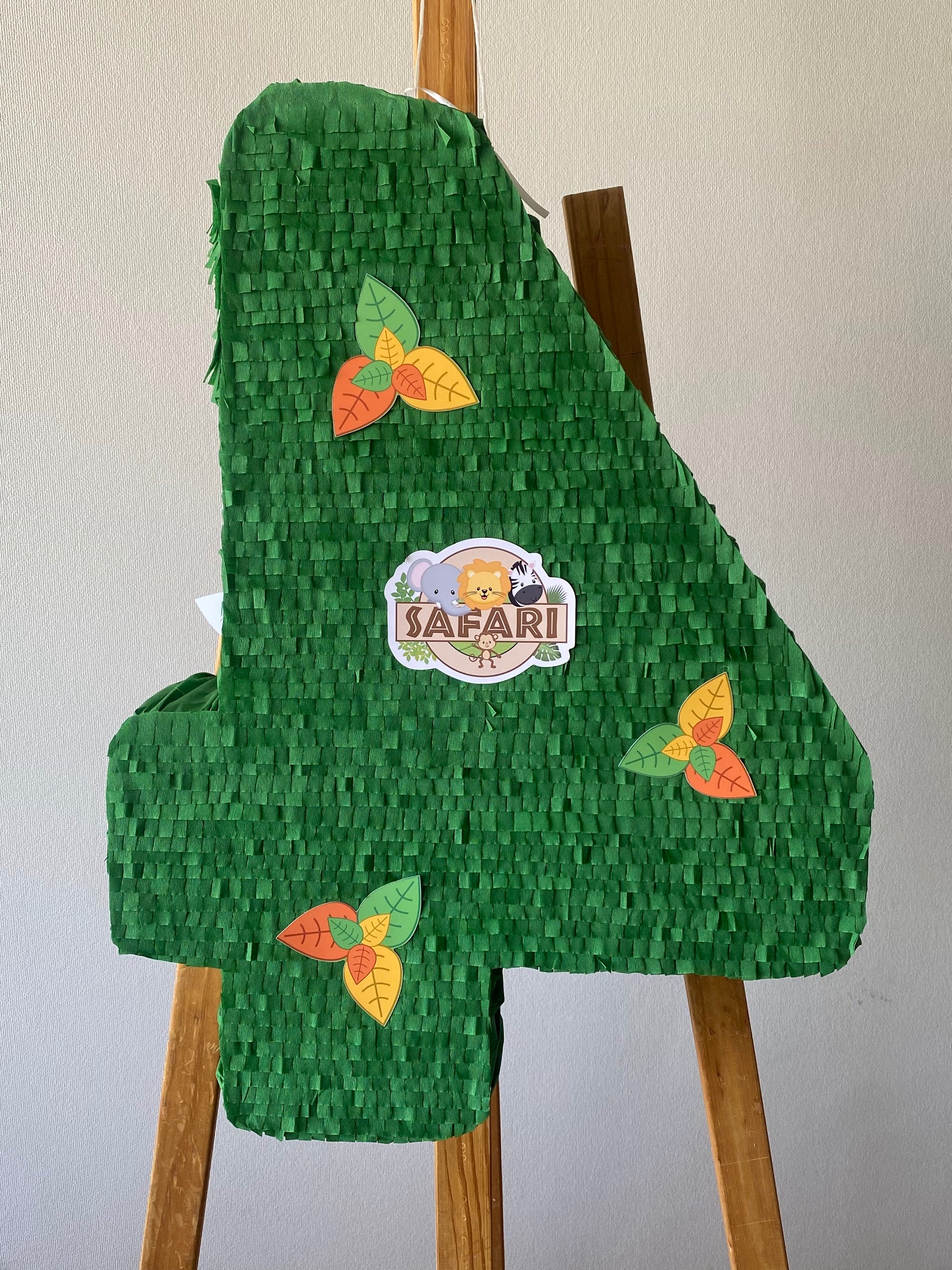 PIÑATA NUMERO 4 ANIMALITO SAFARI 60CM PREMIUM