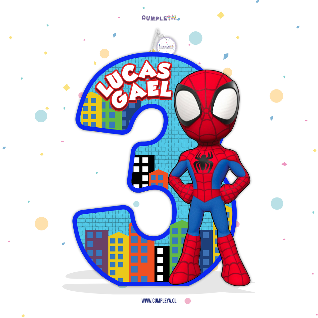 PIÑATA NUMERO 3 SPIDEY 60CM PREMIUM