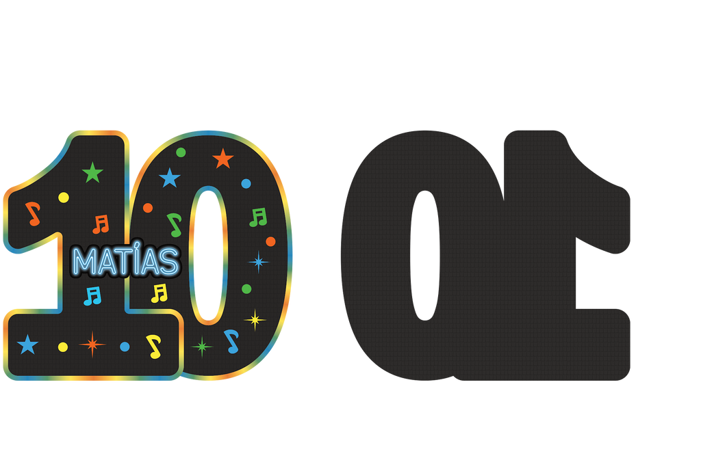 PIÑATA NUMERO 10 FLUORESCENTE 60CM PREMIUM