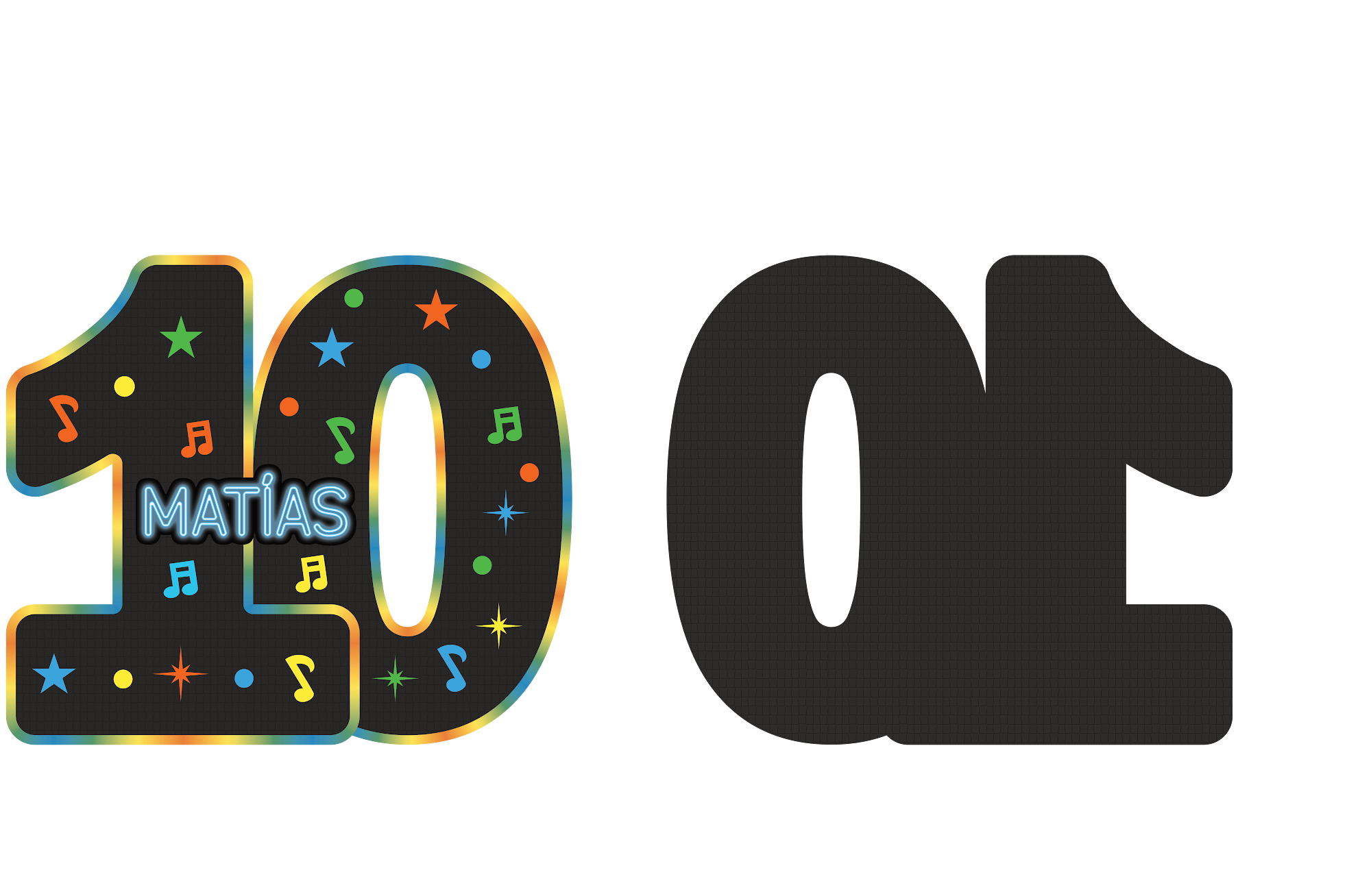 PIÑATA NUMERO 10 FLUORESCENTE 60CM PREMIUM