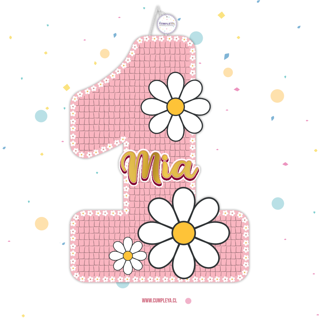 PIÑATA NUMERO 1 CON MARGARITAS 40CM PREMIUM